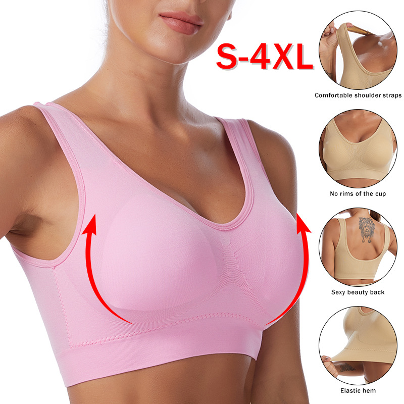 Full Coverage Bra - セクシーな女性のブラジャープラスサイズのシームレスな通気性のブラジャーワイヤーフリー Bralette 下着快適なアクティブパッド入りブラジャークロップトップ