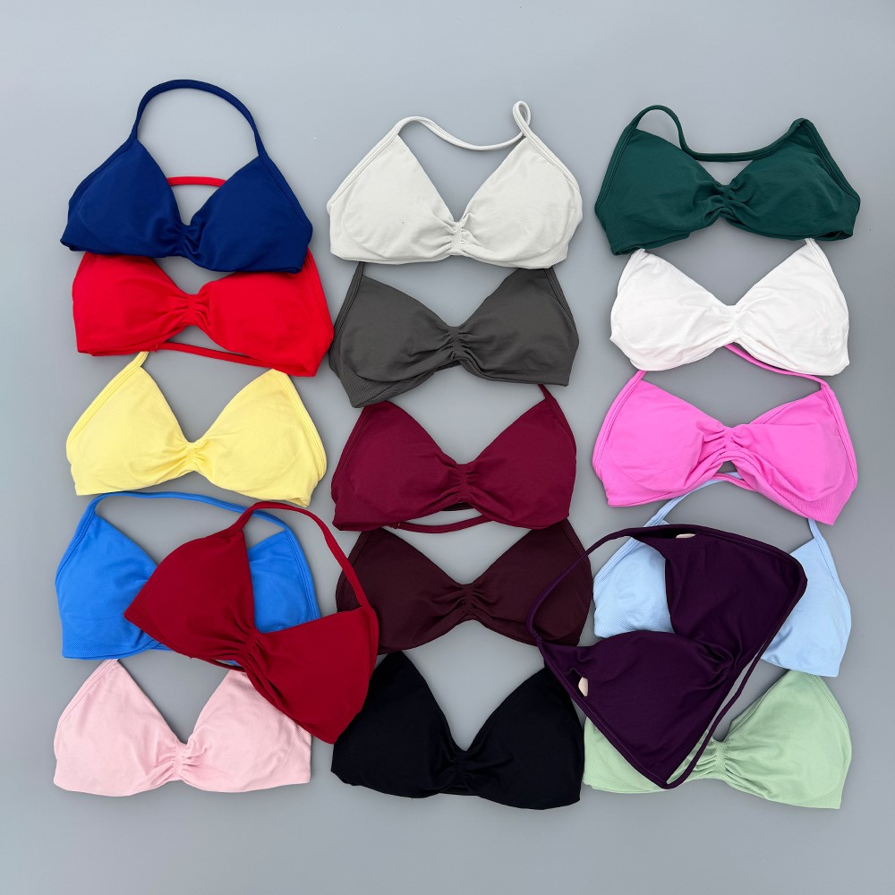Plunge Bra Push Up - ストラップブラ ジムトップ レディース ハイサポート プッシュアップ 細ストラップ