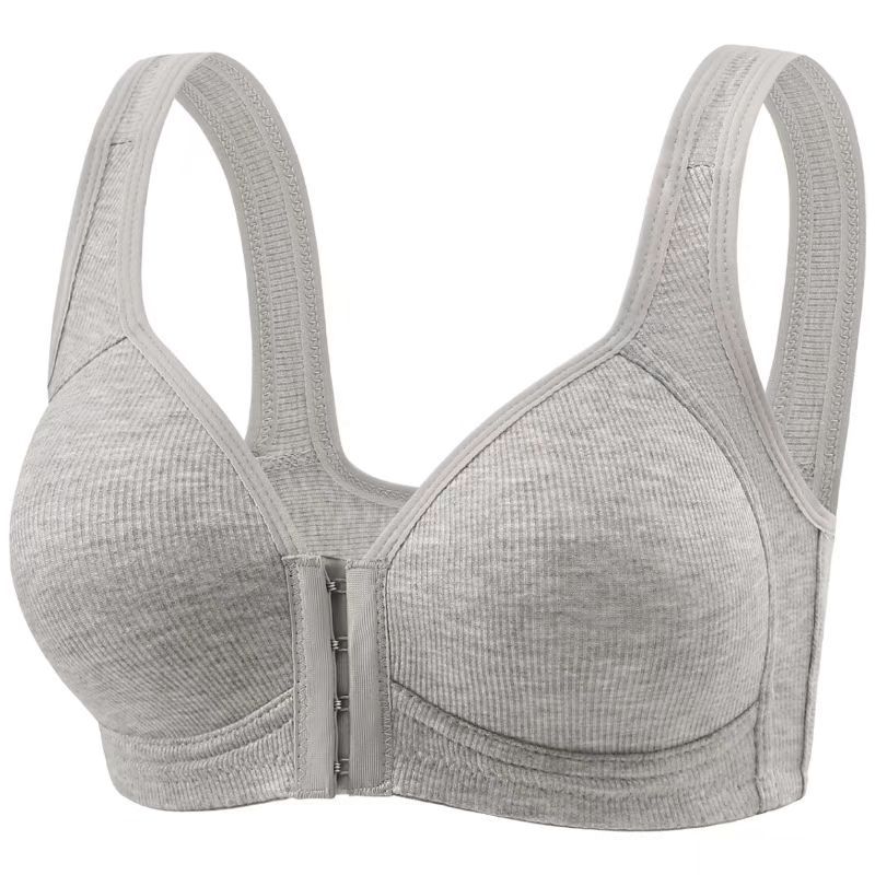 Full Coverage Bra - プラスサイズ フロントクロージャー ワイヤレスブラ フルカバレッジサポートブラ 年配女性向け 快適なノンワイヤーブラ