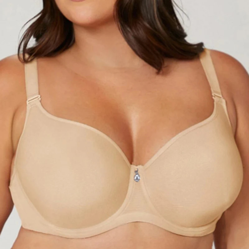 Underwire Bra Padded - プラスサイズ女性用メッシュサポートミニマイザーブラ、ノンパッド入りアンダーワイヤープランジTシャツランジェリー、34、36、38、40、42、44、C、D、E、Fカップ