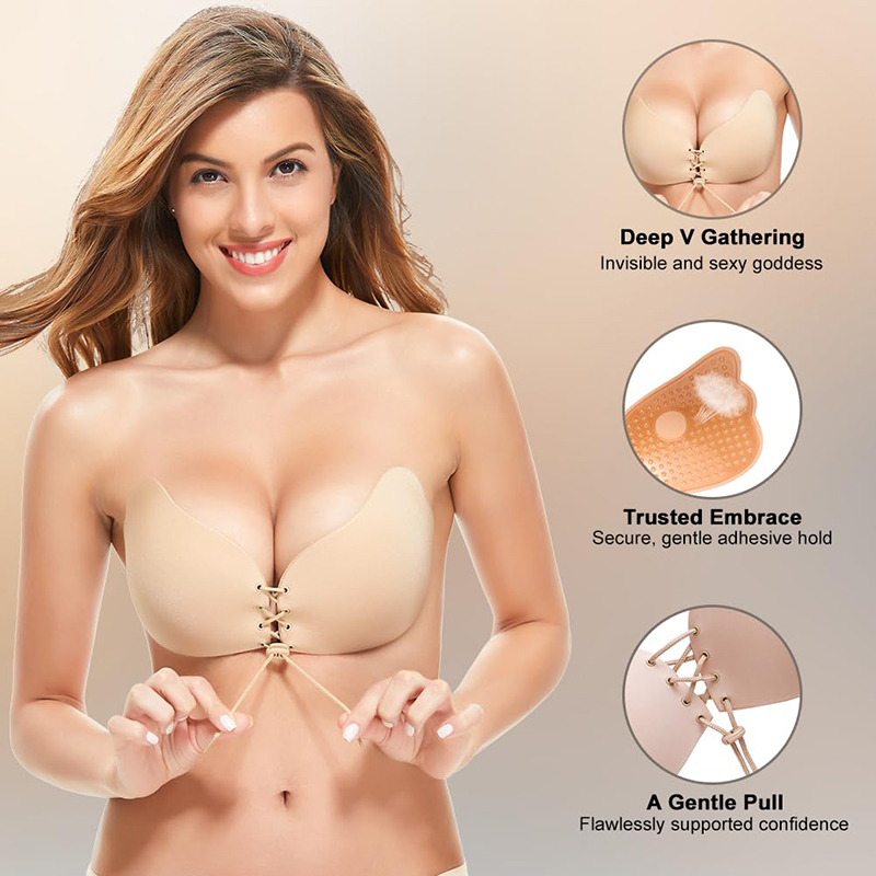 Strapless Bra Adhesive - 1/2ペア レディース サマー バックレス ストラップレス ブラ