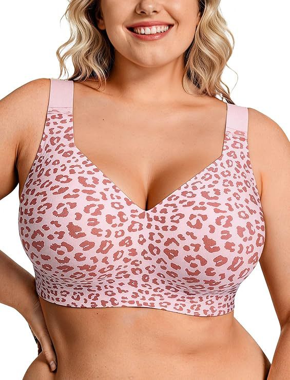 Plunge Bra Push Up - プラスサイズ ワイヤレス ジェリーブラ レディース サポート力のあるシームレス フルカバー
