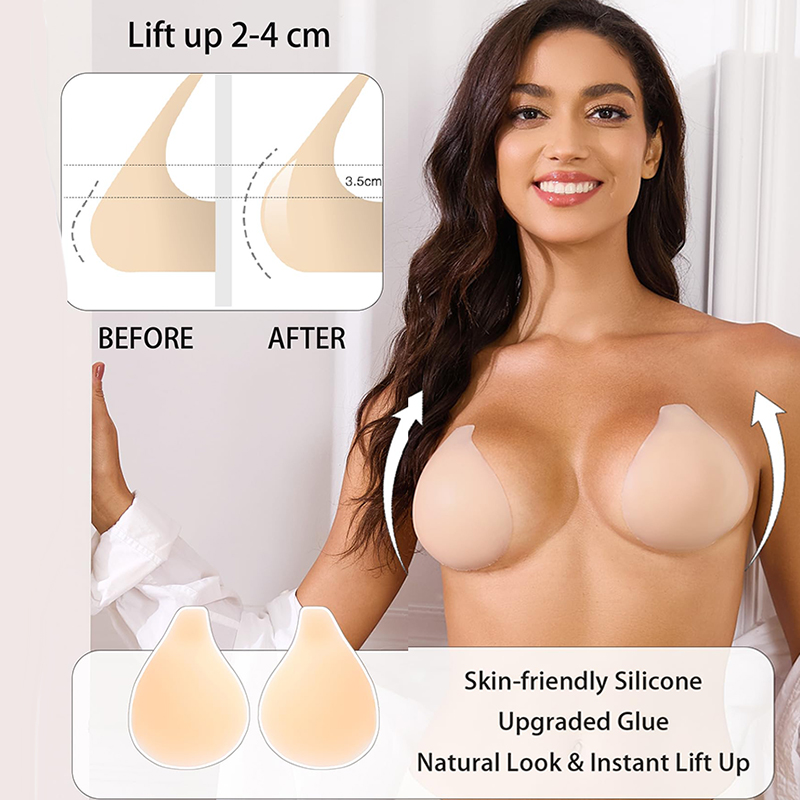 1/2 ペア女性粘着ブラジャープッシュアップ粘着バックレスス - Strapless Bra Adhesive のレビューと価格
