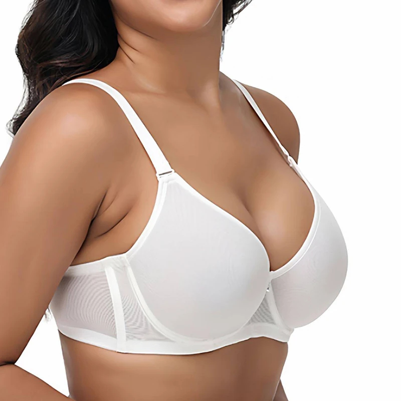 プラスサイズ女性用メッシュサポートミニマイザーブラ、ノンパッ - Underwire Bra Padded のレビューと価格