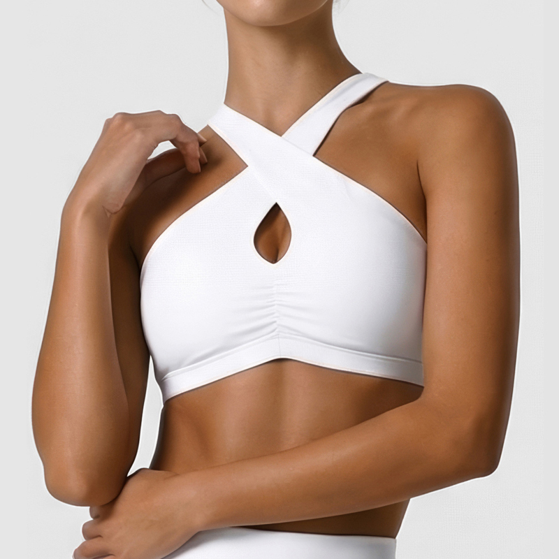 女性ソフトスポーツ下着無地高衝撃ジムヨガブラ通気性速乾フィッ - Sports Bra Racerback のレビューと価格