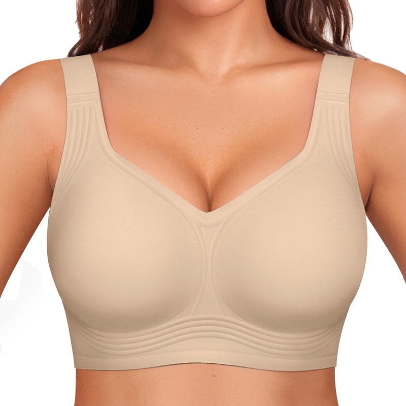 プラスサイズ ワイヤレス ジェリーブラ レディース サポート - Plunge Bra Push Up のレビューと価格