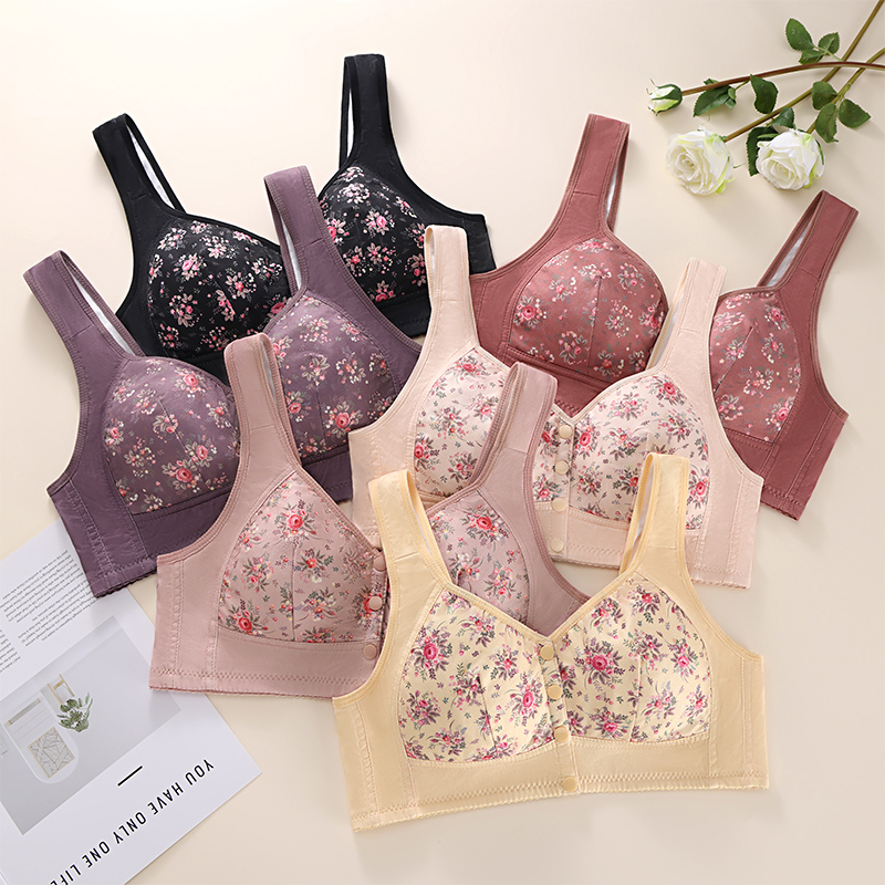 エレガントなワイヤレスプリントフロントオープンブラジャー 快 - Wirefree Bra Comfort のレビューと価格