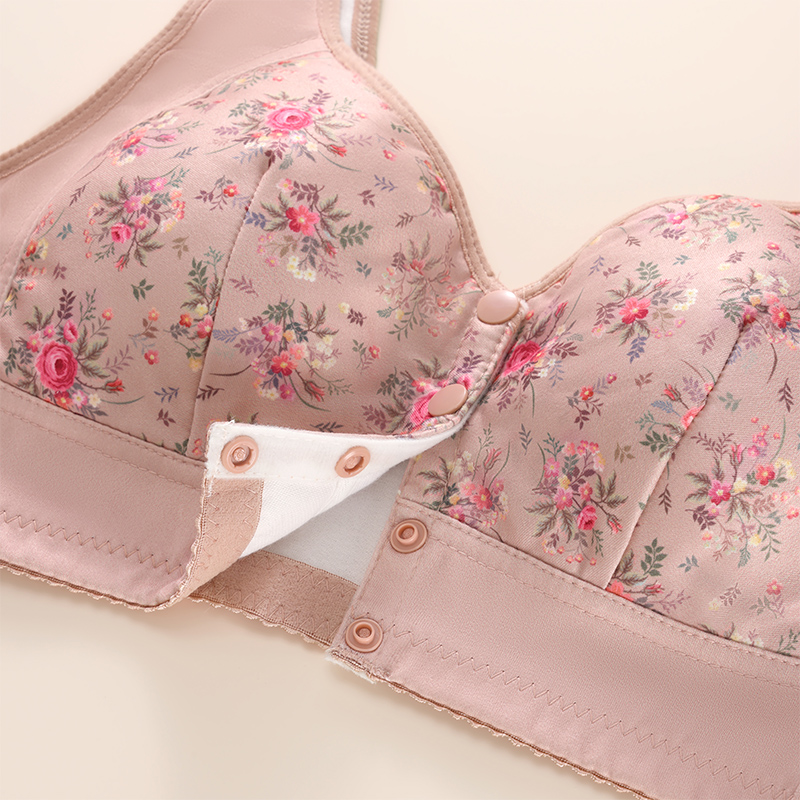 エレガントなワイヤレスプリントフロントオープンブラジャー 快 - Wirefree Bra Comfort のレビューと価格